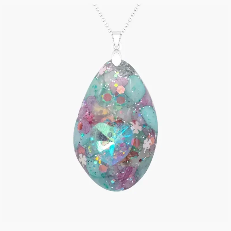 Pranadrop® Fairy Light – orgonite heart pendant with opal shimmer